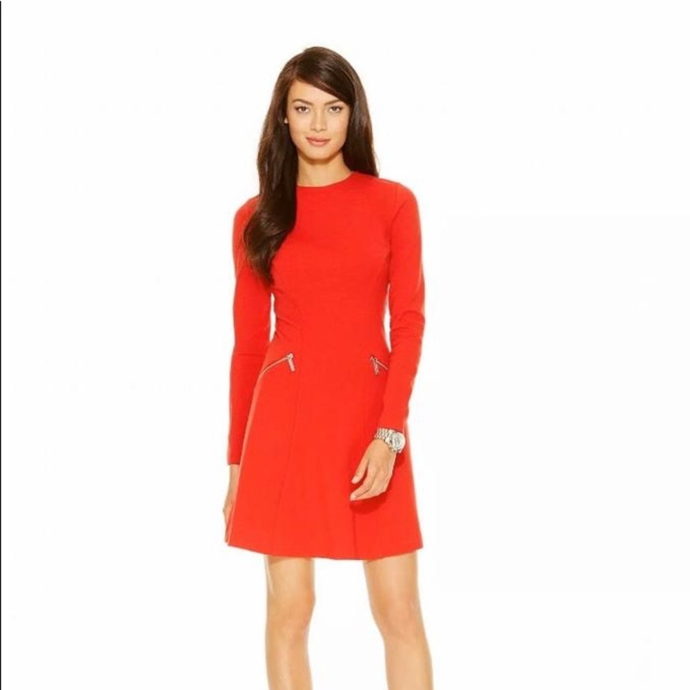 Michael Kors Red Blaze long sleeve dress